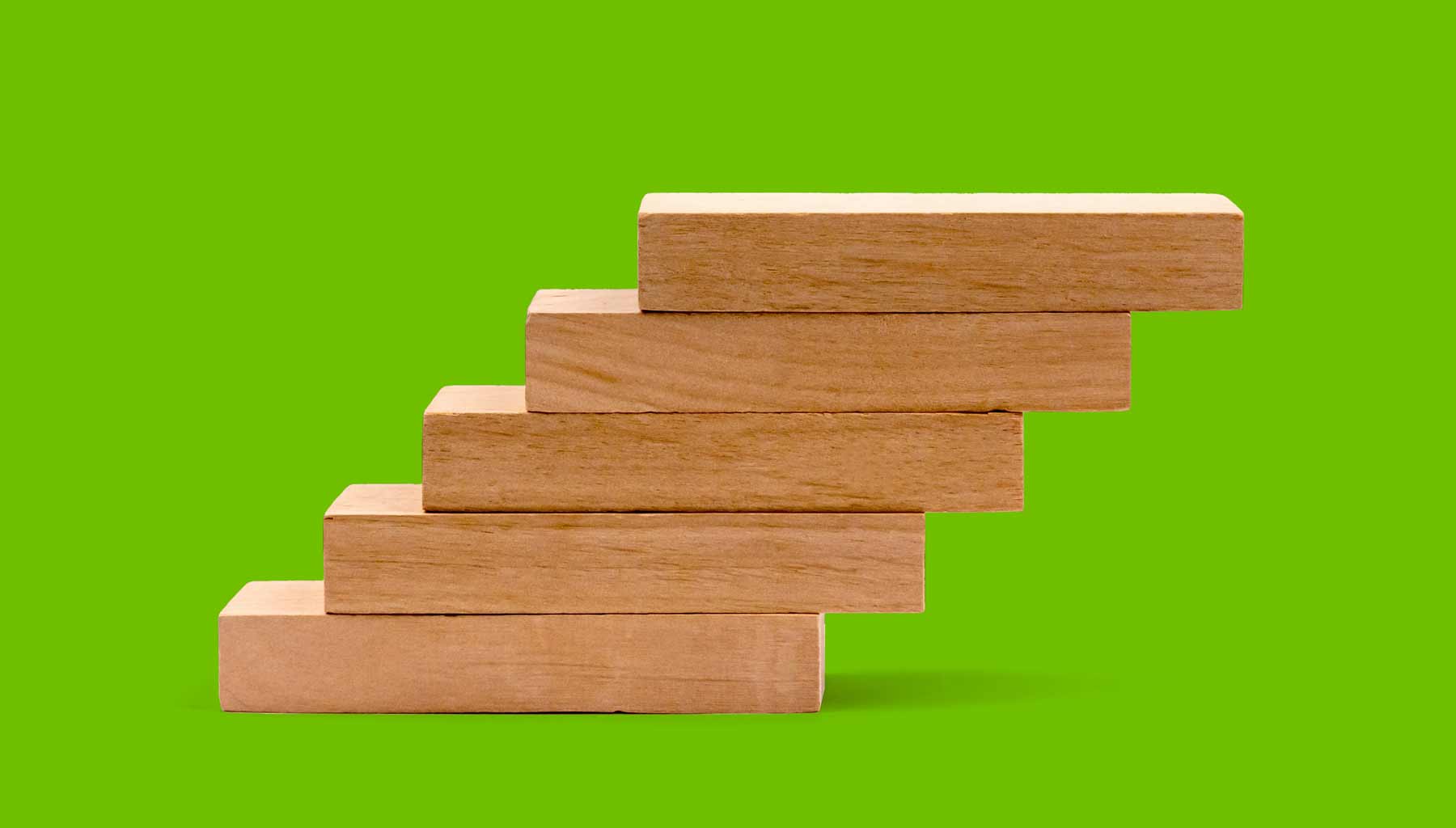Decision Science Arts Fundraising — Stair blocks on a green background